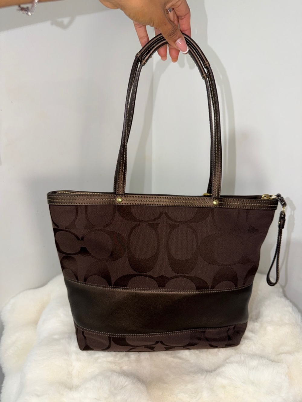 Coach Dark Brown Signature Canvas Tote with Cherry Charm - Picture 6 of 6